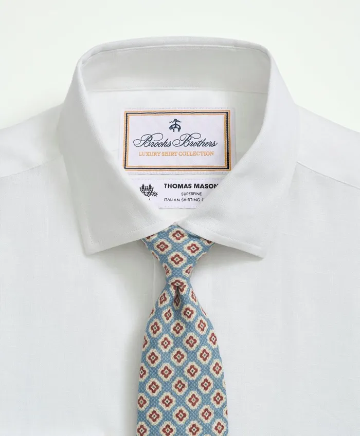Dress Shirts Men Brooks Brothers Brooks Brothers X Thomas Mason Linen Poplin English Spread Collar White