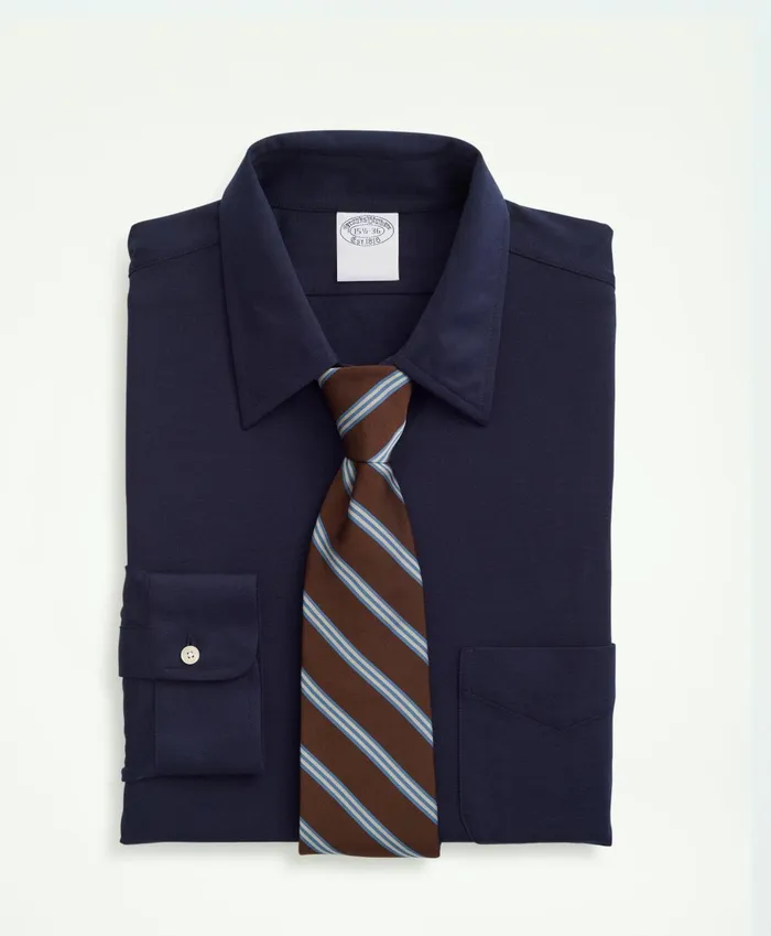 Dress Shirts Men Brooks Brothers Japanese Knit Dress Shirt Slim Fit Navy