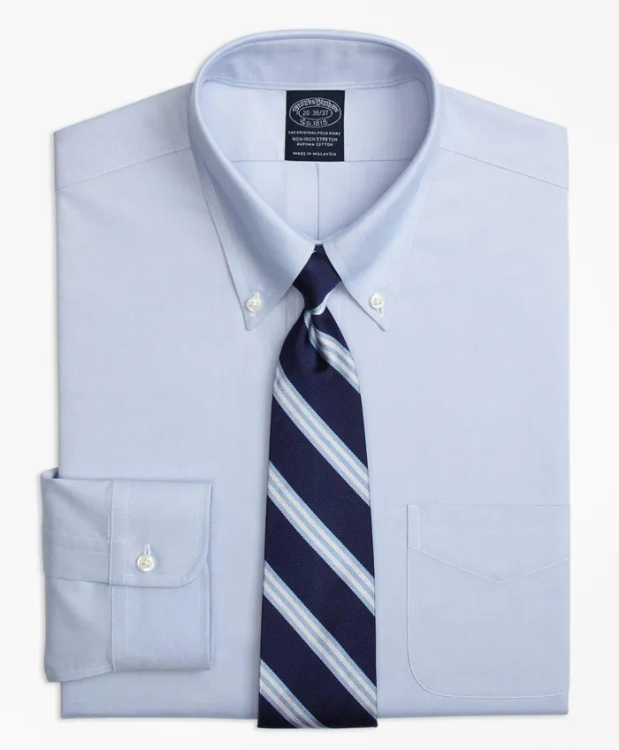Dress Shirts Men Brooks Brothers Stretch Big andamp Tall Dress Shirt NonIron Pinpoint ButtonDown Collar Light Blue