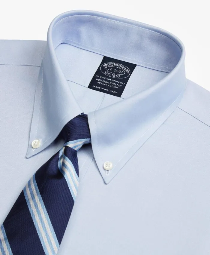 Dress Shirts Men Brooks Brothers Stretch Big andamp Tall Dress Shirt NonIron Pinpoint ButtonDown Collar Light Blue
