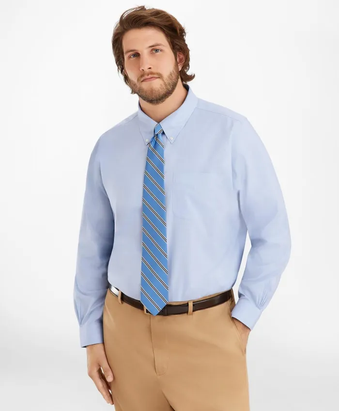Dress Shirts Men Brooks Brothers Stretch Big andamp Tall Dress Shirt NonIron Pinpoint ButtonDown Collar Light Blue