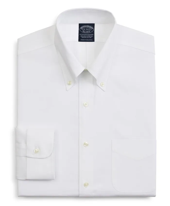 Dress Shirts Men Brooks Brothers Stretch Big andamp Tall Dress Shirt NonIron Pinpoint ButtonDown Collar White