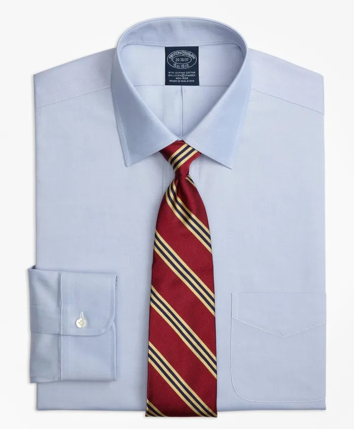 Dress Shirts Men Brooks Brothers Stretch Big andamp Tall Dress Shirt NonIron Pinpoint Spread Collar Blue