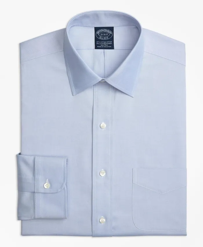 Dress Shirts Men Brooks Brothers Stretch Big andamp Tall Dress Shirt NonIron Pinpoint Spread Collar Blue