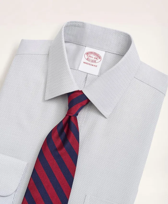 Dress Shirts Men Brooks Brothers Stretch Madison RelaxedFit Dress Shirt NonIron Dobby Ainsley Collar Diamond Light Grey