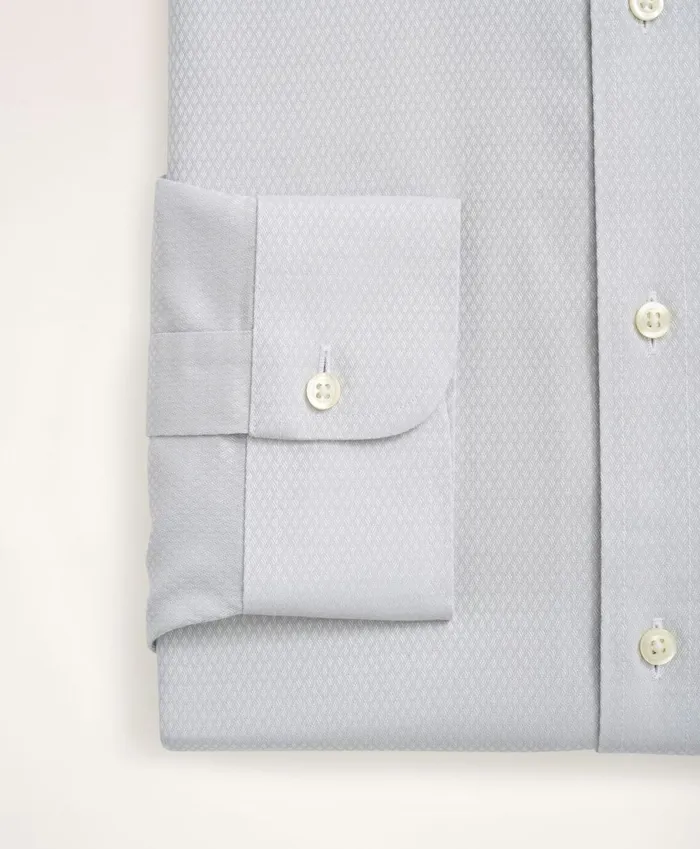 Dress Shirts Men Brooks Brothers Stretch Madison RelaxedFit Dress Shirt NonIron Dobby Ainsley Collar Diamond Light Grey