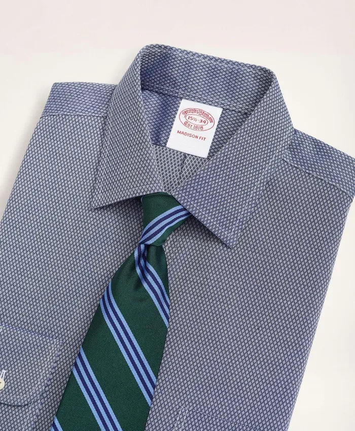 Dress Shirts Men Brooks Brothers Stretch Madison RelaxedFit Dress Shirt NonIron Dobby Ainsley Collar Diamond Navy