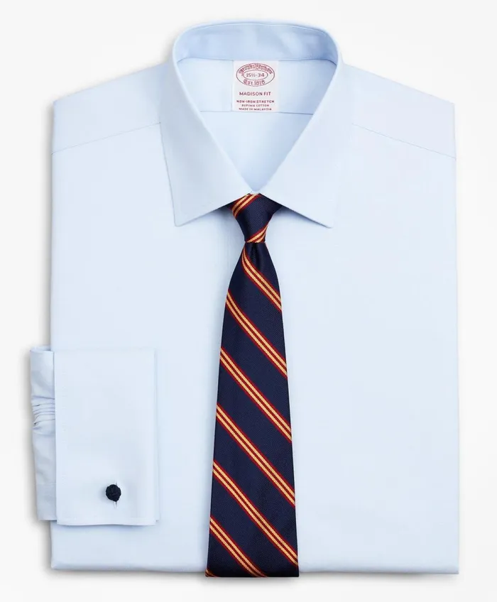 Dress Shirts Men Brooks Brothers Stretch Madison RelaxedFit Dress Shirt NonIron Pinpoint Ainsley Collar French Cuff Light Blue Dress Shirts Men Brooks Brothers Stretch Madison RelaxedFit Dress Shirt NonIron Pinpoint Ainsley Collar French Cuff Light Blue