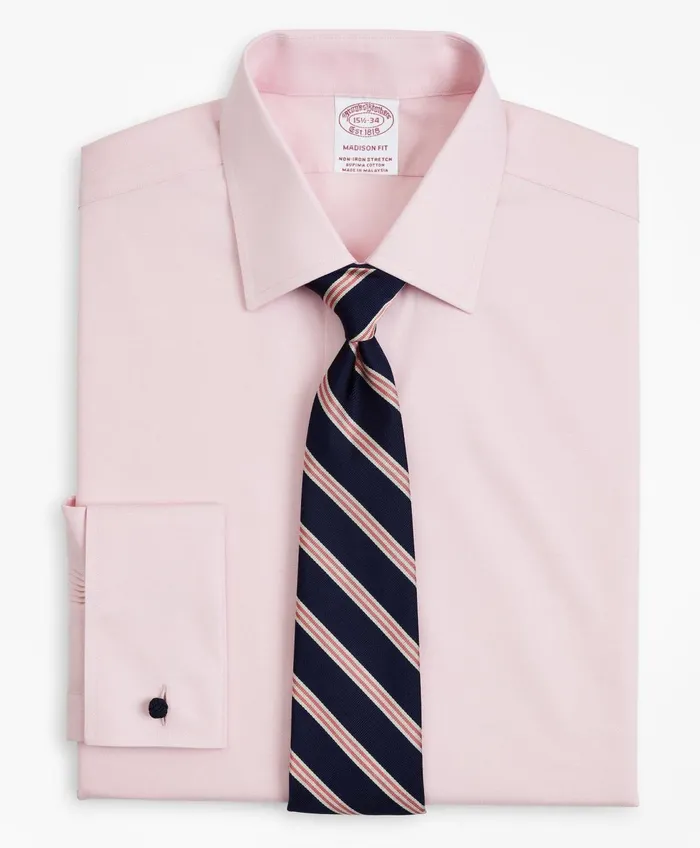 Dress Shirts Men Brooks Brothers Stretch Madison RelaxedFit Dress Shirt NonIron Pinpoint Ainsley Collar French Cuff Pink Dress Shirts Men Brooks Brothers Stretch Madison RelaxedFit Dress Shirt NonIron Pinpoint Ainsley Collar French Cuff Pink