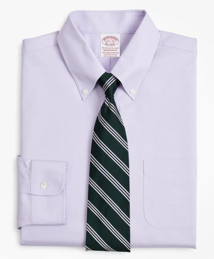 Dress Shirts Men Brooks Brothers Stretch Madison RelaxedFit Dress Shirt NonIron Pinpoint ButtonDown Collar Lavender Dress Shirts Men Brooks Brothers Stretch Madison RelaxedFit Dress Shirt NonIron Pinpoint ButtonDown Collar Lavender