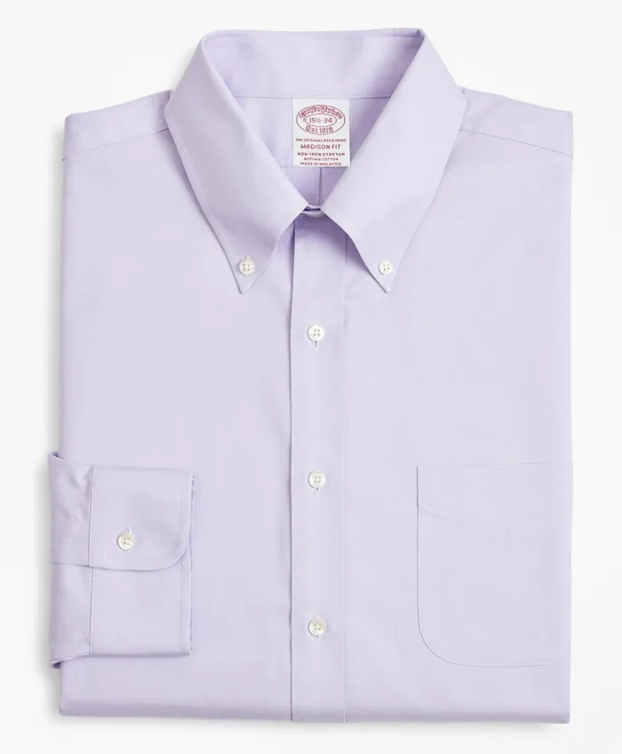 Dress Shirts Men Brooks Brothers Stretch Madison RelaxedFit Dress Shirt NonIron Pinpoint ButtonDown Collar Lavender