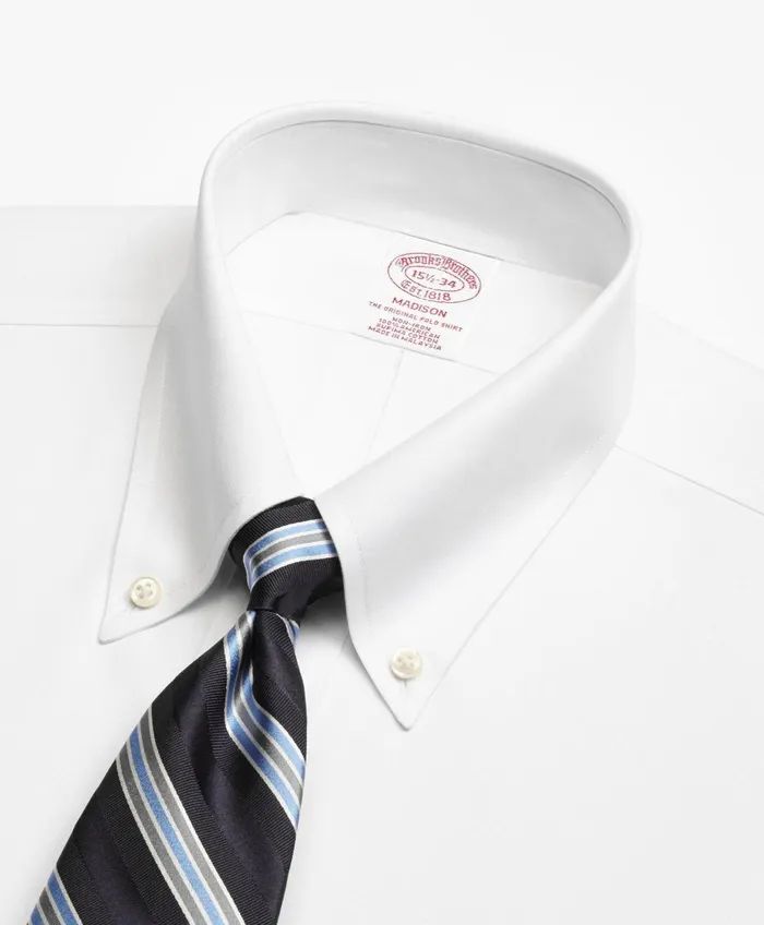 Dress Shirts Men Brooks Brothers Stretch Madison RelaxedFit Dress Shirt NonIron Pinpoint ButtonDown Collar White