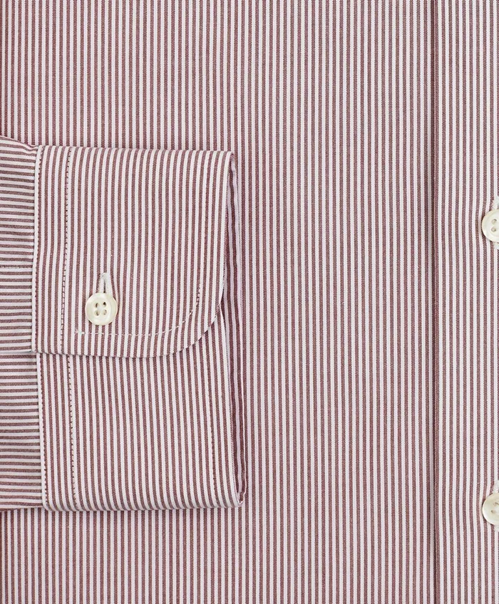 Dress Shirts Men Brooks Brothers Stretch Madison RelaxedFit Dress Shirt NonIron Poplin ButtonDown Collar Fine Stripe Red