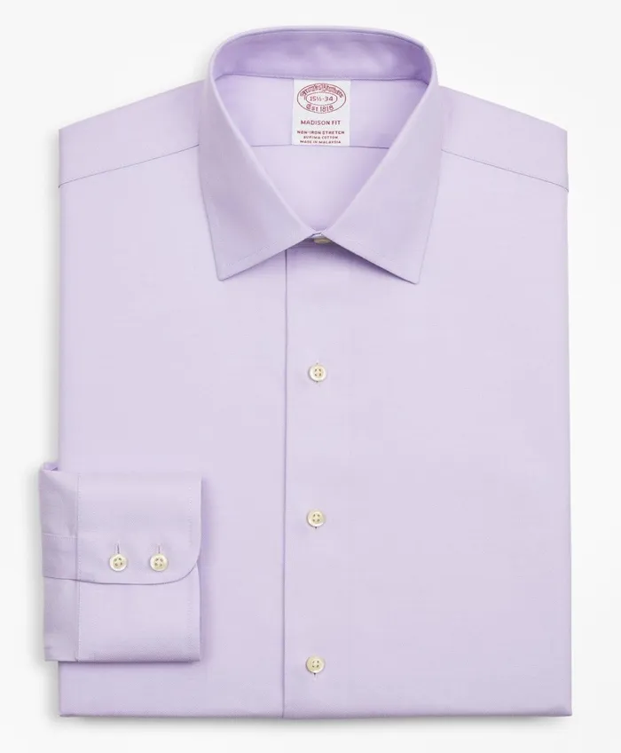 Dress Shirts Men Brooks Brothers Stretch Madison RelaxedFit Dress Shirt NonIron Twill Ainsley Collar Lavender