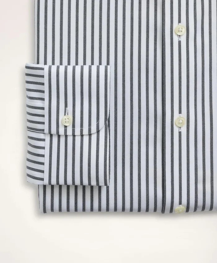 Dress Shirts Men Brooks Brothers Stretch Madison RelaxedFit Dress Shirt NonIron Twill Stripe Ainsley Collar Navy
