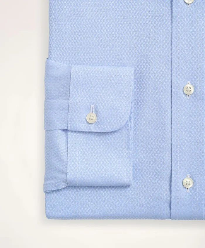 Dress Shirts Men Brooks Brothers Stretch Milano SlimFit Dress Shirt NonIron Dobby Ainsley Collar Diamond Light Blue