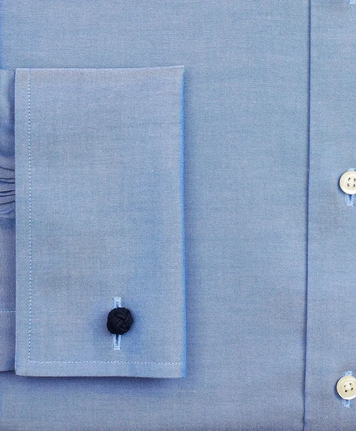 Dress Shirts Men Brooks Brothers Stretch Milano Slim Fit Dress Shirt NonIron Pinpoint Ainsley Collar French Cuff Blue
