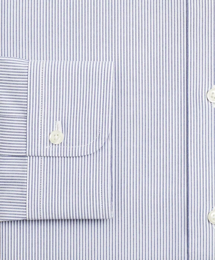 Dress Shirts Men Brooks Brothers Stretch Milano SlimFit Dress Shirt NonIron Poplin ButtonDown Collar Fine Stripe Navy