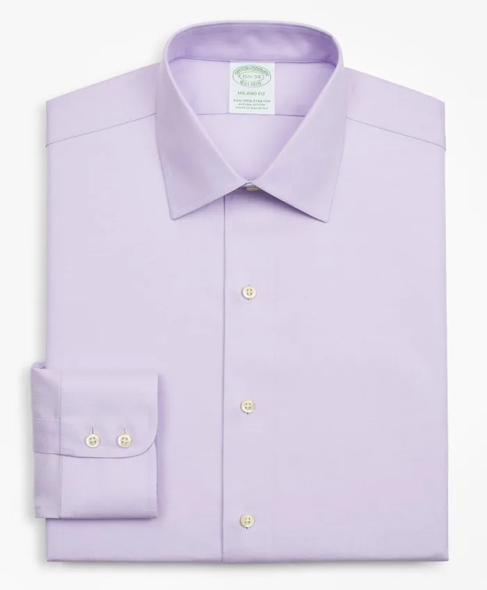 Dress Shirts Men Brooks Brothers Stretch Milano SlimFit Dress Shirt NonIron Twill Ainsley Collar Lavender