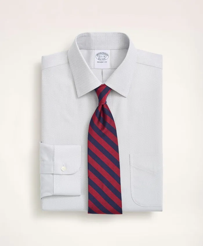 Dress Shirts Men Brooks Brothers Stretch Regent RegularFit Dress Shirt NonIron Dobby Ainsley Collar Diamond Grey