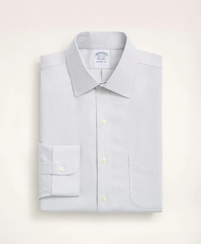 Dress Shirts Men Brooks Brothers Stretch Regent RegularFit Dress Shirt NonIron Dobby Ainsley Collar Diamond Grey