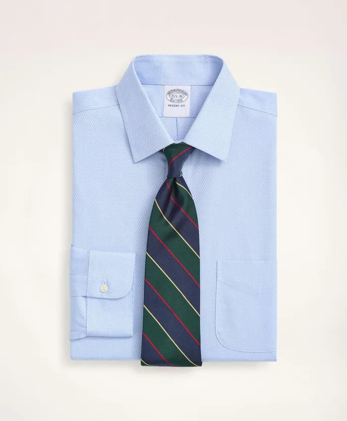Dress Shirts Men Brooks Brothers Stretch Regent RegularFit Dress Shirt NonIron Dobby Ainsley Collar Diamond Light Blue