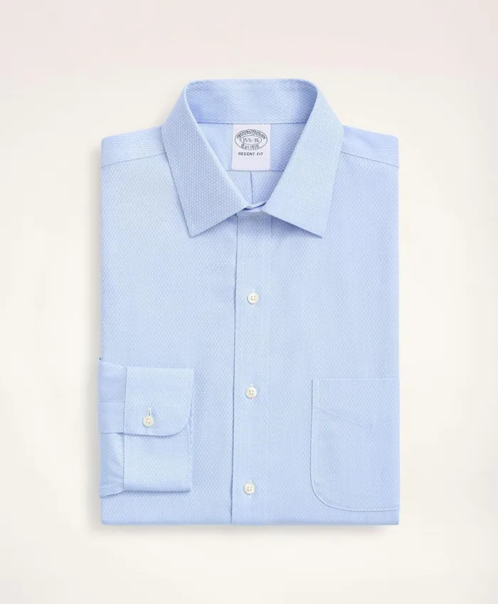 Dress Shirts Men Brooks Brothers Stretch Regent RegularFit Dress Shirt NonIron Dobby Ainsley Collar Diamond Light Blue