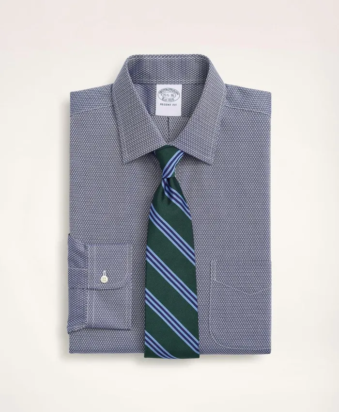 Dress Shirts Men Brooks Brothers Stretch Regent RegularFit Dress Shirt NonIron Dobby Ainsley Collar Diamond Navy