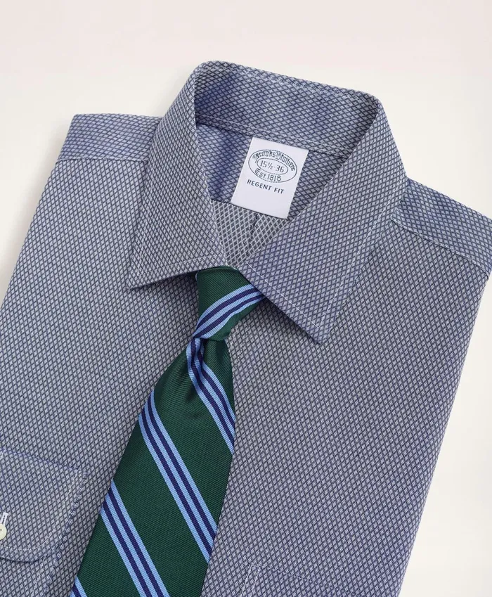 Dress Shirts Men Brooks Brothers Stretch Regent RegularFit Dress Shirt NonIron Dobby Ainsley Collar Diamond Navy