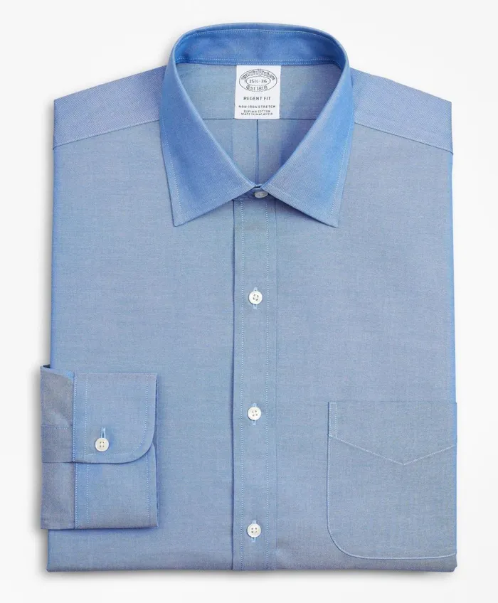Dress Shirts Men Brooks Brothers Stretch Regent RegularFit Dress Shirt NonIron Pinpoint Ainsley Collar Blue
