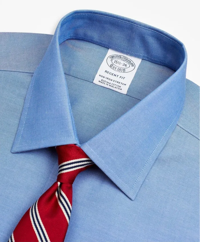Dress Shirts Men Brooks Brothers Stretch Regent RegularFit Dress Shirt NonIron Pinpoint Ainsley Collar French Cuff Pinpoint Blue