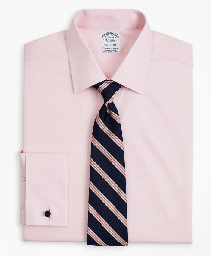 Dress Shirts Men Brooks Brothers Stretch Regent RegularFit Dress Shirt NonIron Pinpoint Ainsley Collar French Cuff Pinpoint Pink