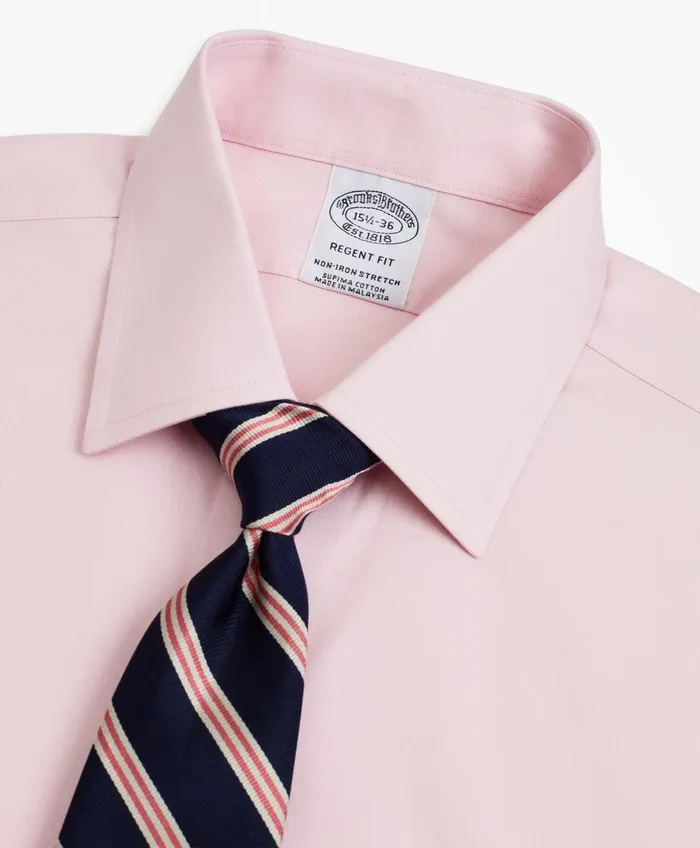 Dress Shirts Men Brooks Brothers Stretch Regent RegularFit Dress Shirt NonIron Pinpoint Ainsley Collar French Cuff Pinpoint Pink