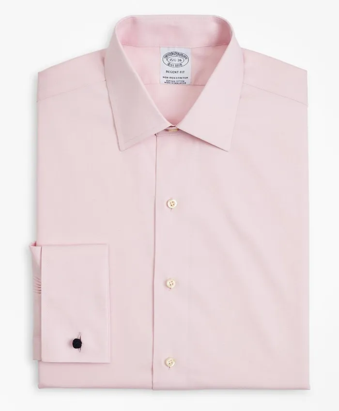 Dress Shirts Men Brooks Brothers Stretch Regent RegularFit Dress Shirt NonIron Pinpoint Ainsley Collar French Cuff Pinpoint Pink