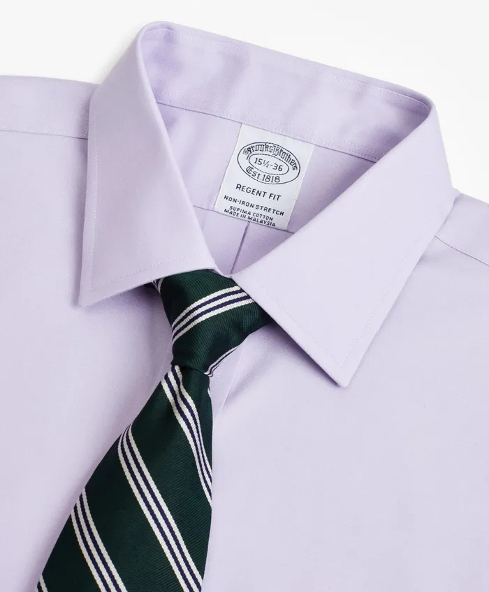 Dress Shirts Men Brooks Brothers Stretch Regent RegularFit Dress Shirt NonIron Pinpoint Ainsley Collar Lavender