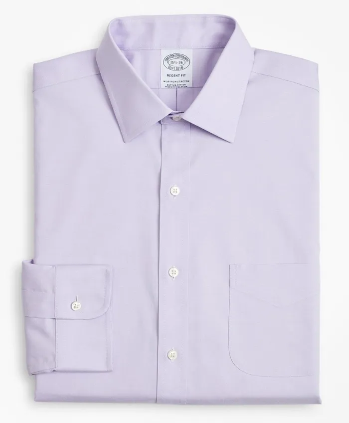 Dress Shirts Men Brooks Brothers Stretch Regent RegularFit Dress Shirt NonIron Pinpoint Ainsley Collar Lavender