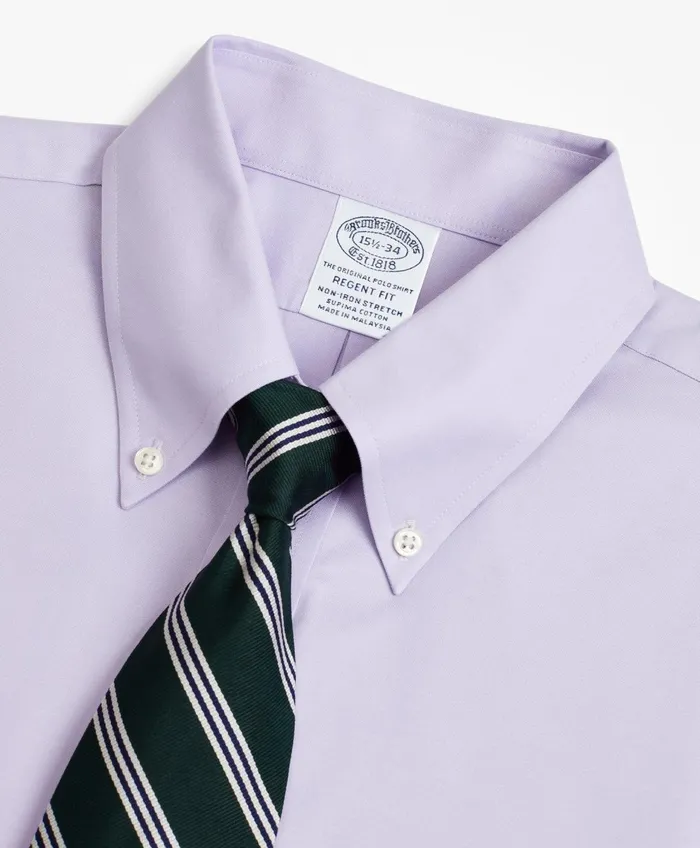 Dress Shirts Men Brooks Brothers Stretch Regent RegularFit Dress Shirt NonIron Pinpoint ButtonDown Collar Lavender