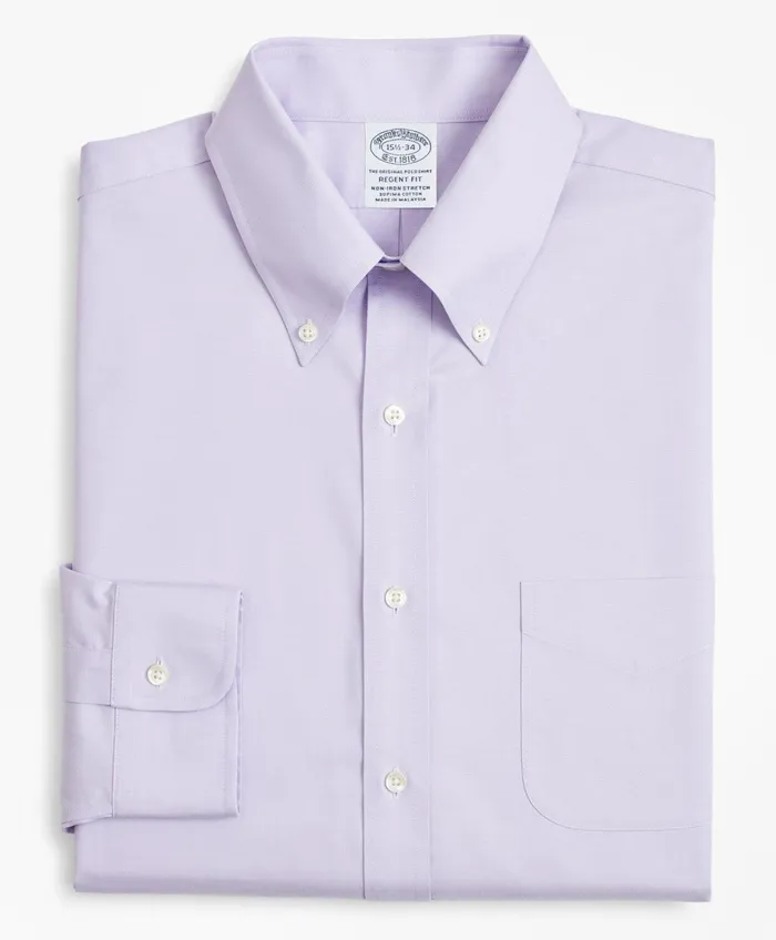 Dress Shirts Men Brooks Brothers Stretch Regent RegularFit Dress Shirt NonIron Pinpoint ButtonDown Collar Lavender