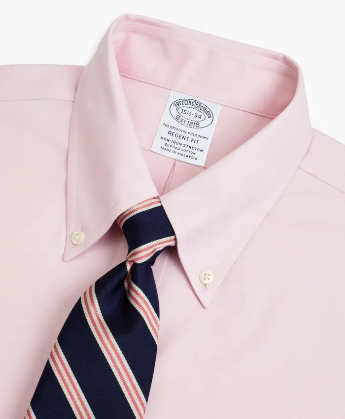 Dress Shirts Men Brooks Brothers Stretch Regent RegularFit Dress Shirt NonIron Pinpoint ButtonDown Collar Pink