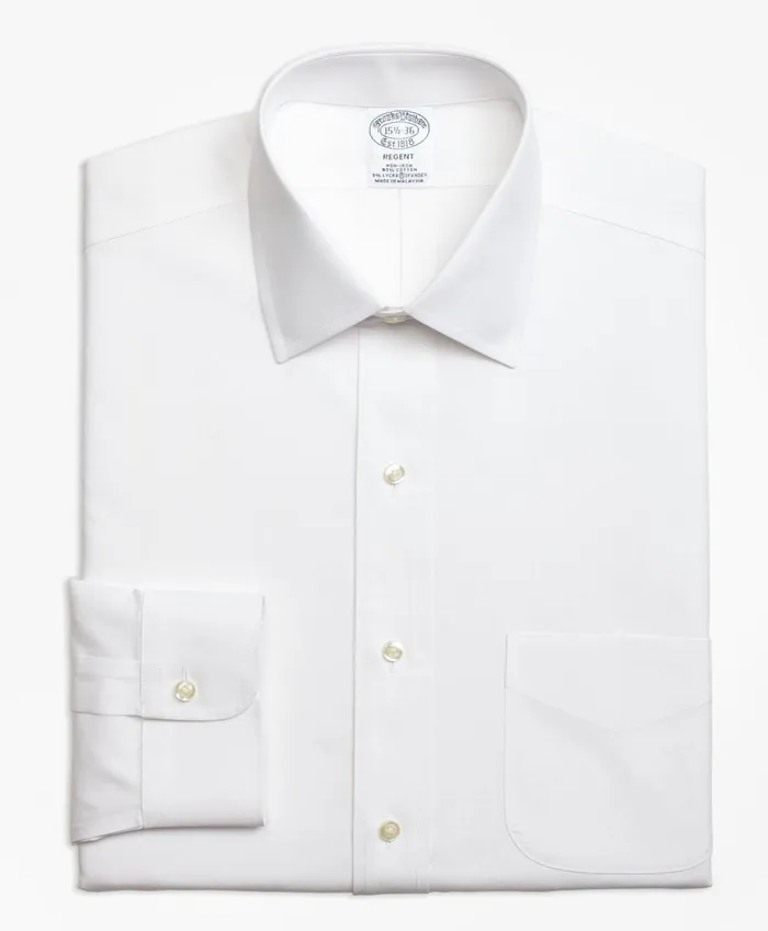 Dress Shirts Men Brooks Brothers Stretch Regent RegularFit Dress Shirt NonIron Pinpoint Spread Collar White