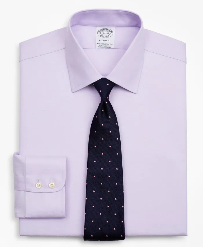 Dress Shirts Men Brooks Brothers Stretch Regent RegularFit Dress Shirt NonIron Twill Ainsley Collar Lavender