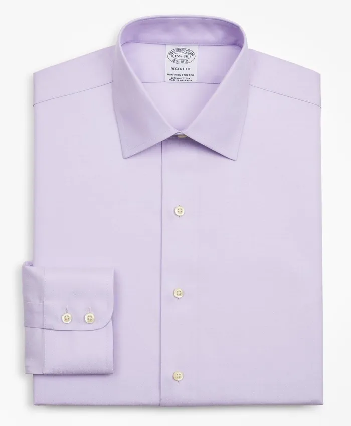 Dress Shirts Men Brooks Brothers Stretch Regent RegularFit Dress Shirt NonIron Twill Ainsley Collar Lavender