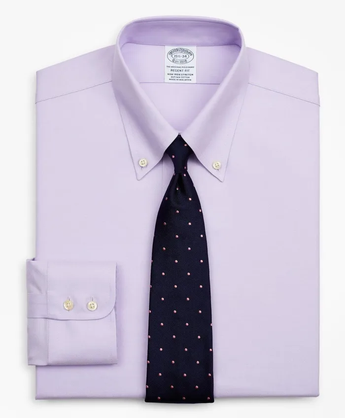 Dress Shirts Men Brooks Brothers Stretch Regent RegularFit Dress Shirt NonIron Twill ButtonDown Collar Lavender
