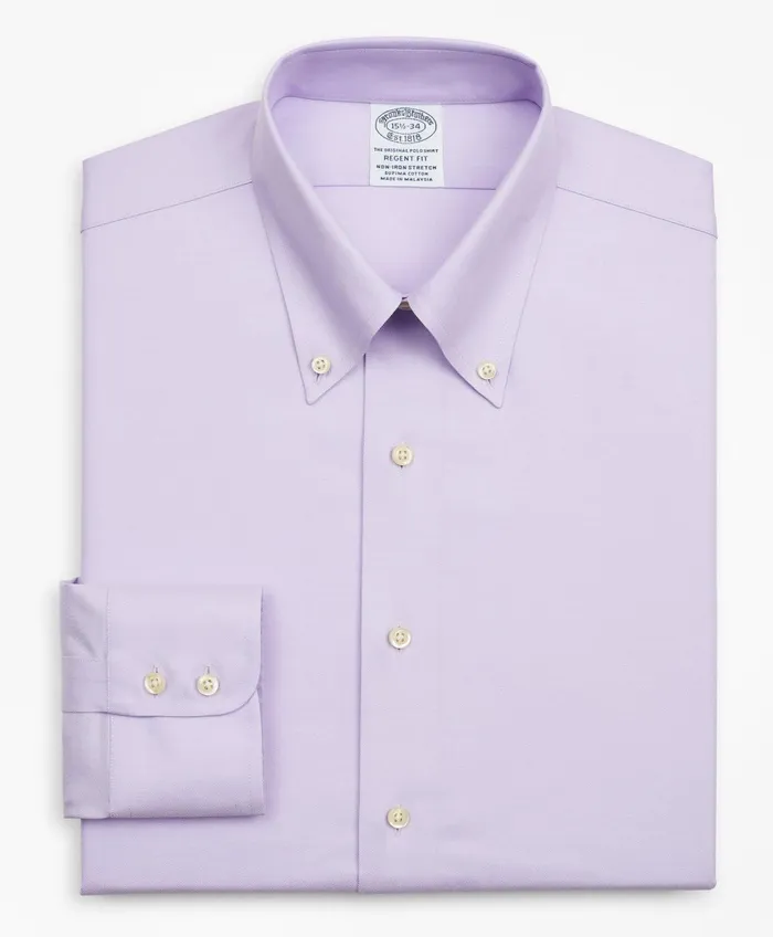 Dress Shirts Men Brooks Brothers Stretch Regent RegularFit Dress Shirt NonIron Twill ButtonDown Collar Lavender