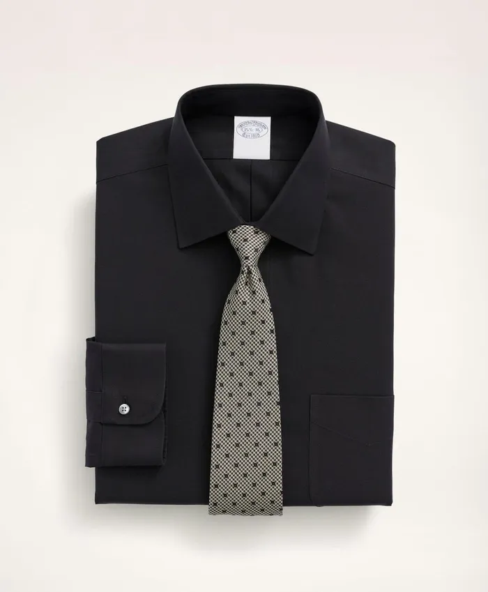 Dress Shirts Men Brooks Brothers Stretch Supima Cotton NonIron Pinpoint Oxford Ainsley Collar Dress Shirt Black