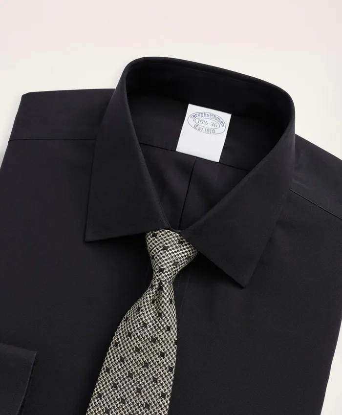 Dress Shirts Men Brooks Brothers Stretch Supima Cotton NonIron Pinpoint Oxford Ainsley Collar Dress Shirt Black