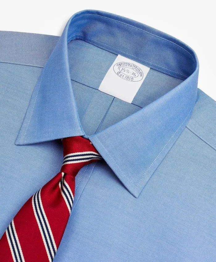 Dress Shirts Men Brooks Brothers Stretch Supima Cotton NonIron Pinpoint Oxford Ainsley Collar Dress Shirt Blue
