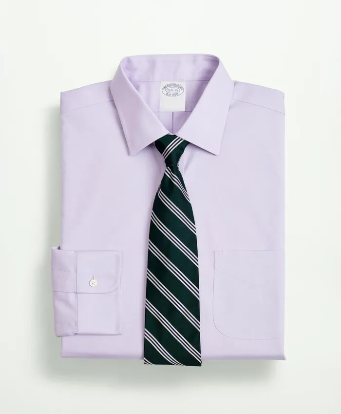 Dress Shirts Men Brooks Brothers Stretch Supima Cotton NonIron Pinpoint Oxford Ainsley Collar Dress Shirt Lavender