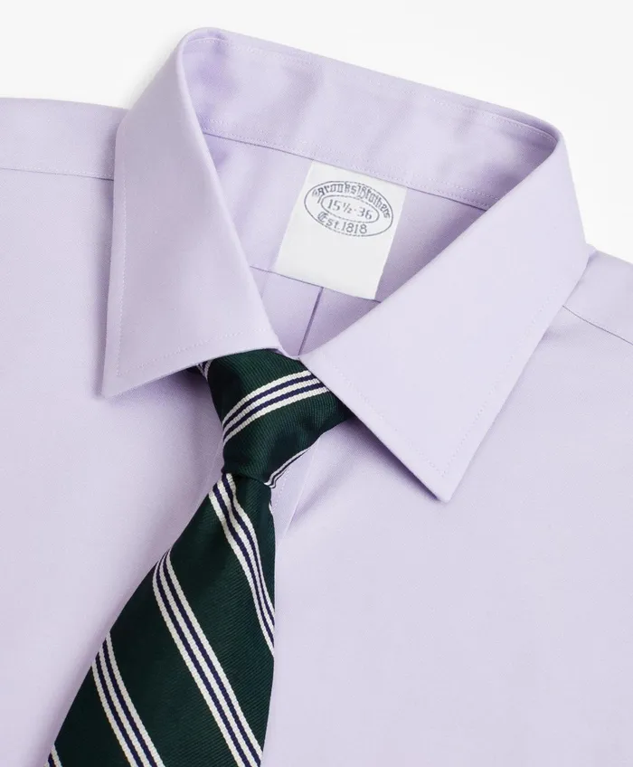Dress Shirts Men Brooks Brothers Stretch Supima Cotton NonIron Pinpoint Oxford Ainsley Collar Dress Shirt Lavender