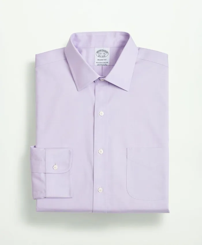 Dress Shirts Men Brooks Brothers Stretch Supima Cotton NonIron Pinpoint Oxford Ainsley Collar Dress Shirt Lavender
